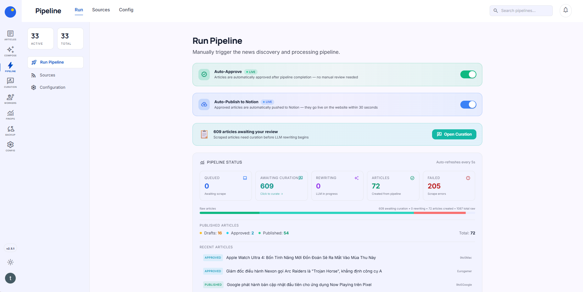 RetroLab Pipeline Dashboard — Multi-LLM routing and task monitoring