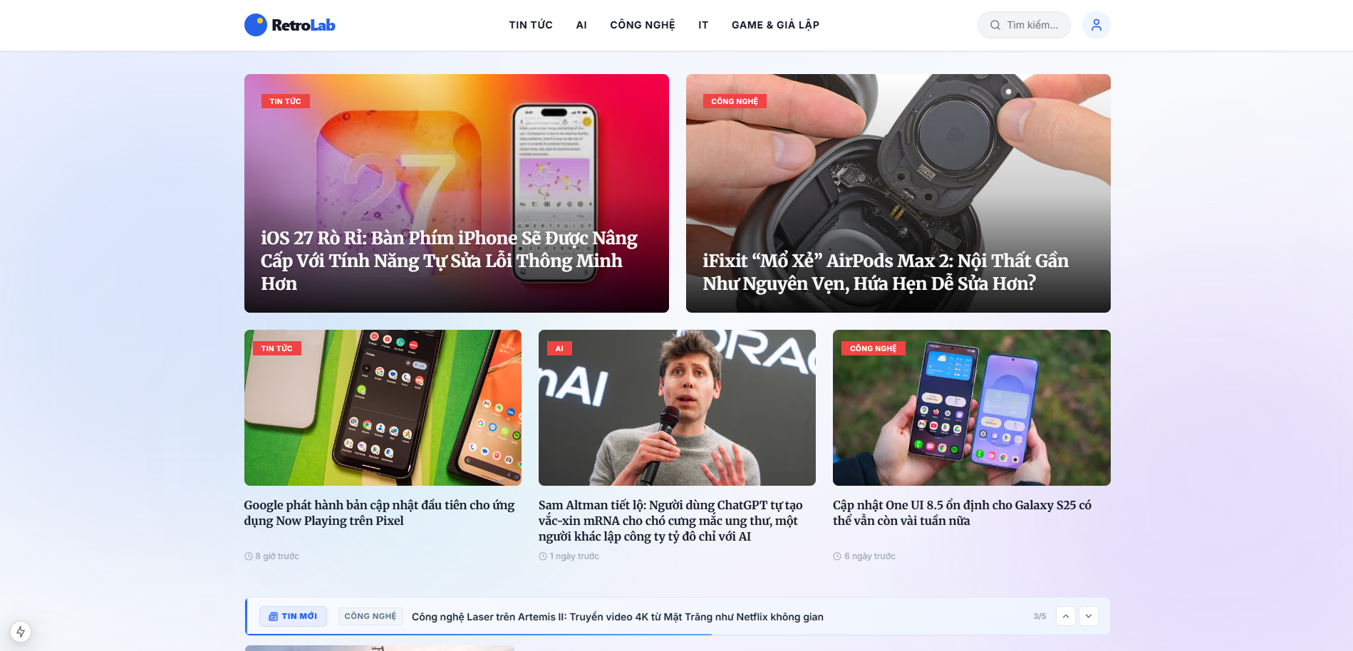 RetroLab.com.vn — Vietnamese Tech News Homepage